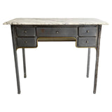 Early 20th Century Brushed Steel And Marble Writing Desk Vanity