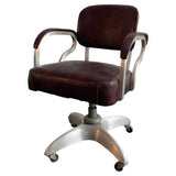 Industrial MId-Century Aluminum Leather Office Desk Chair By GoodForm