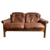 Scandinavian Modern Teak and Leather Loveseat Sofa