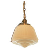 Art Deco Milk Glass Brass Pendant Light