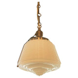 Art Deco Milk Glass Brass Pendant Light