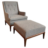 Mid-Century Modern Upholstered Lounge Chair With Ottoman