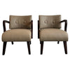 Leather Upholstered Art Deco Maple Bentwood Armchairs