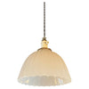 Antique Early 20th Century Scalloped Milk Glass Dome Pendant Light