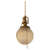 Early 20th Century Industrial Prismatic Holophane Glass Globe Pendant