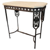 Neoclassical Revival Wrought Iron And Travertine Console Table