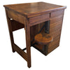Antique Industrial Oak Wood Typesetter Desk With Swing-Out Seat