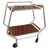 Art Deco Aluminum Bar Cart Trolley With Bakelite Tray Handles
