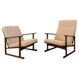 Danish Modern Lattice Back Partner Lounge Chairs By Ib Kofod-Larsen For Selig