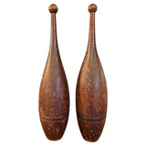 Pair Of Maple Antique Gymnasium Indian Clubs Juggling Pins