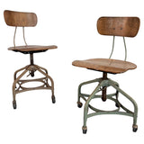 Pair Of Industrial Height Adjustable Rolling Office Chairs By Toledo