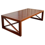 Hollywood Regency Mahogany And Leather Coffee Table