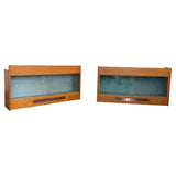 Pair Of Industrial Oak "Greeting Cards" Display Case Cabinets