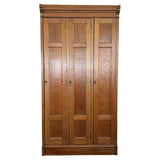 Antique Eastlake Three Part Oak Wardrobe Lockers Cabinet
