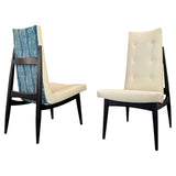 Pair Of Mid-Century Modern Highback Accent Chairs, Two-Tone Upholstery