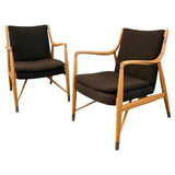Pair Of Mid-Century Modern Finn Juhl Model 45 Style Open Armchairs