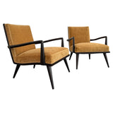 1950s Hollywood Regency Lounge Armchairs In Black Lacquered Walnut