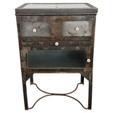 Industrial Brushed Steel Top Opening Medical Apothecary Display Cabinet