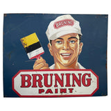 Large Mid Century Metal "Bruning Paint" Advertisement Sign