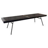 Mid-Century Modern Black Lacquered Slat Bench Coffee Table