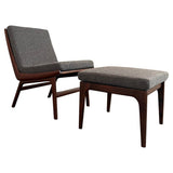 Scandinavian Modern Teak Slipper Chair Ottoman Set By Gerhard Berg