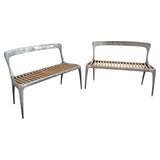 Organic Modern Cast Aluminum And Teak Bench By John Reeves