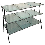 Mid-Century Modern Wrought Iron Tiered Glass Side Table Étagère