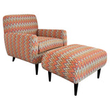 Mid Century Modern Upholstered Lounge Chair Ottoman Set