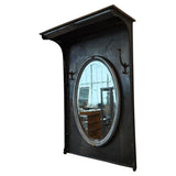 Custom Industrial Brushed Steel Entryway Hall Tree Wall Mirror