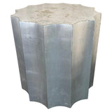 Sirmos Silver Leaf Doric Drum Side Accent Table