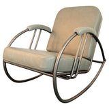 Art Deco Steel And Leather Rocking Chair By Wolfgang Hoffman