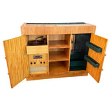 Art Deco Satinwood Lit Dry Bar Music Entertainment System Cabinet