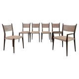 Mid-Century Modern Mahogany And Suede Dining Chairs By Paul McCobb For Calvin