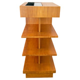 Tiered Art Deco Satinwood Side Shelving Unit With Built-in Lighting