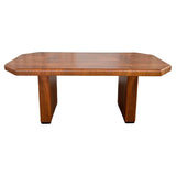 Art Deco Octagonal Burl Walnut Pedestal Dining Table