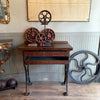 Industrial Maple And Cast Iron Jeweler's Work Bench