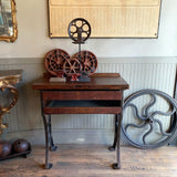 Industrial Maple And Cast Iron Jeweler's Work Bench