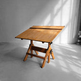 Midcentury Industrial Adjustable Maple Drafting Table