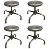 Industrial 4 Prong Brushed Steel Swivel Stools
