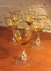 Gilt Amber Wine Glass Set