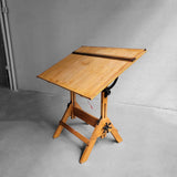 Midcentury Industrial Adjustable Maple Drafting Table