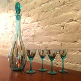Blue Glass Cordial Set