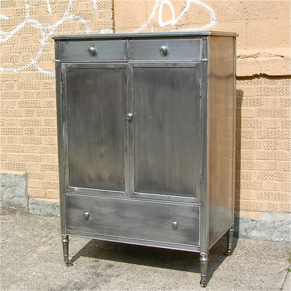 Vintage Simmons brushed steel armoire – cityFoundry