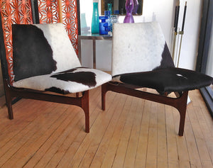 John Keal Cowhide Lounge Chairs