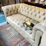 Vintage Beige Leather Chesterfield Sofa