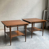Pair of Walnut Mid Century Modern End Tables By John Stuart