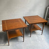 Pair of Walnut Mid Century Modern End Tables By John Stuart