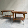 Pair of Walnut Mid Century Modern End Tables By John Stuart