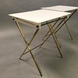 Lucite And Brass Folding Tray Tables By Charles Hollis Jones