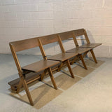 Midcentury Pickled Maple Folding Auditorium Theater Bench